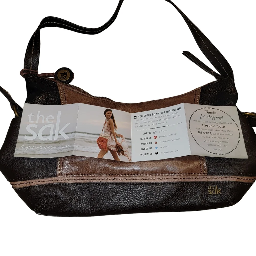 The Sak Women's 2 Tone Brown Pebbled Leather Hobo Shoulder Bag